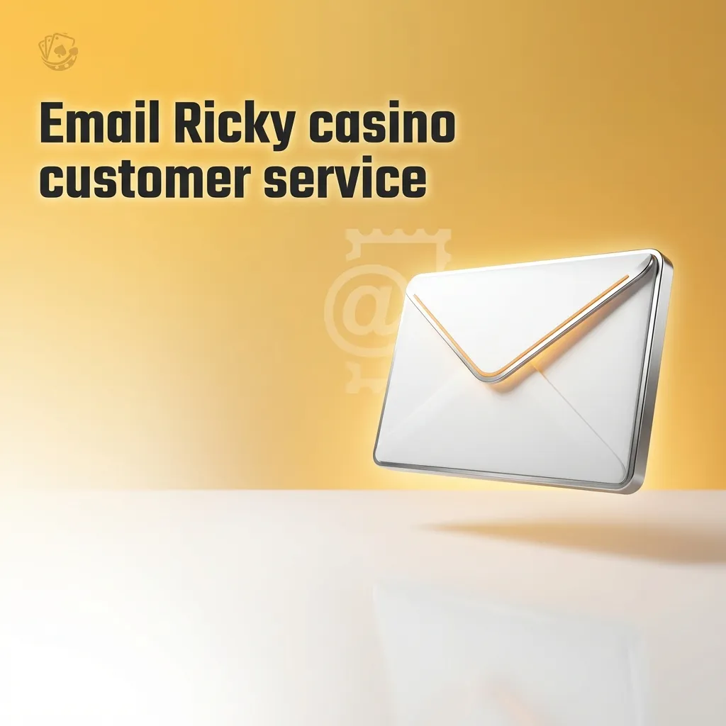 Illustration of a user emailing Ricky casino support on a laptop with message and attachment icons