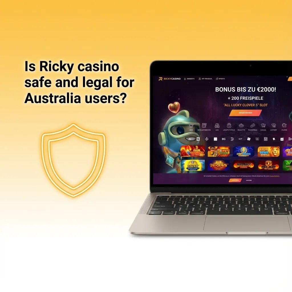 Graphic asking if Ricky Casino is safe for Australians, noting Curaçao licence, SSL security and responsible gambling tools