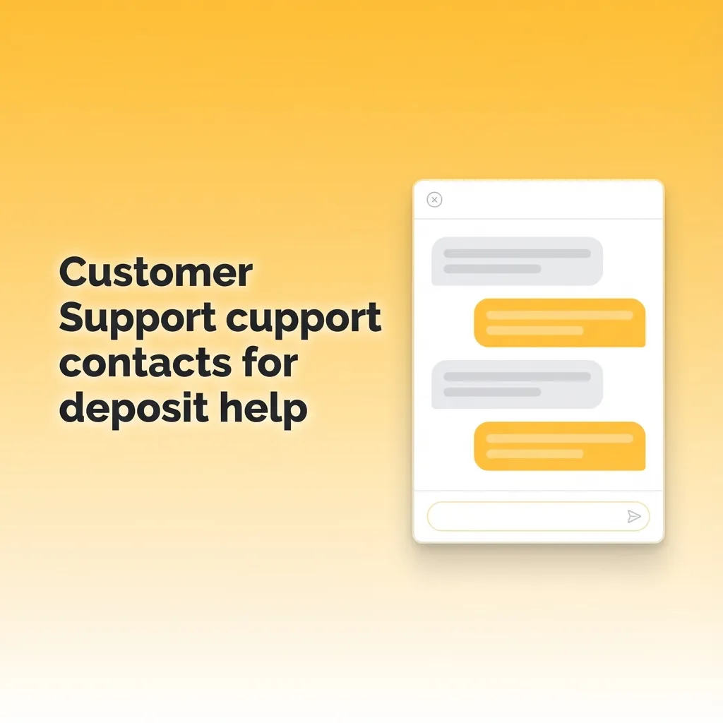 Support contact options for deposit issues: live chat, email, and contact form with transaction details and screenshots.