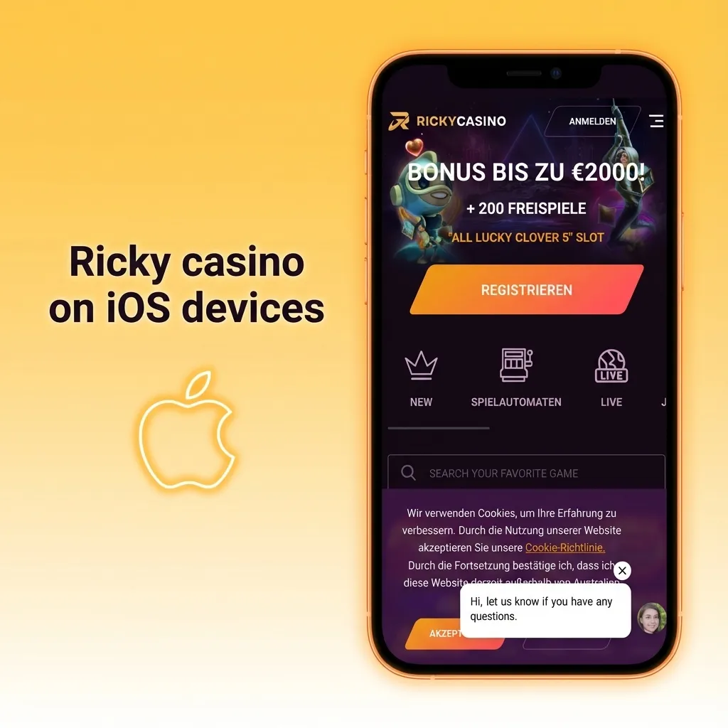 iPhone screen showing Ricky casino website in Safari with Add to Home Screen icon creation steps displayed