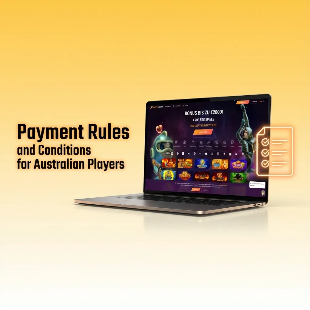 Infographic on Ricky casino payment rules for Australian players, showing ID checks, named methods, bonus terms and withdrawal limits