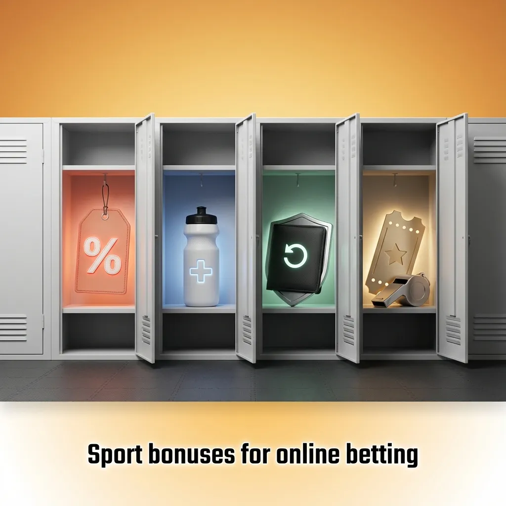 Illustrated sports betting promo banner showing bonuses for multis, free bets, reloads and first deposit offers