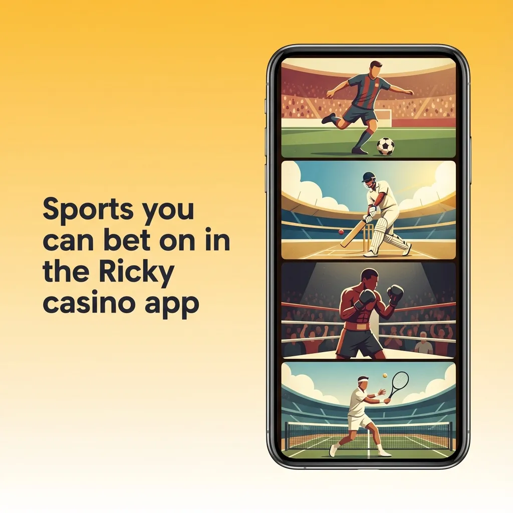 iPhone displaying Ricky casino app sports betting options list, including AFL, rugby, soccer, basketball, tennis, and more