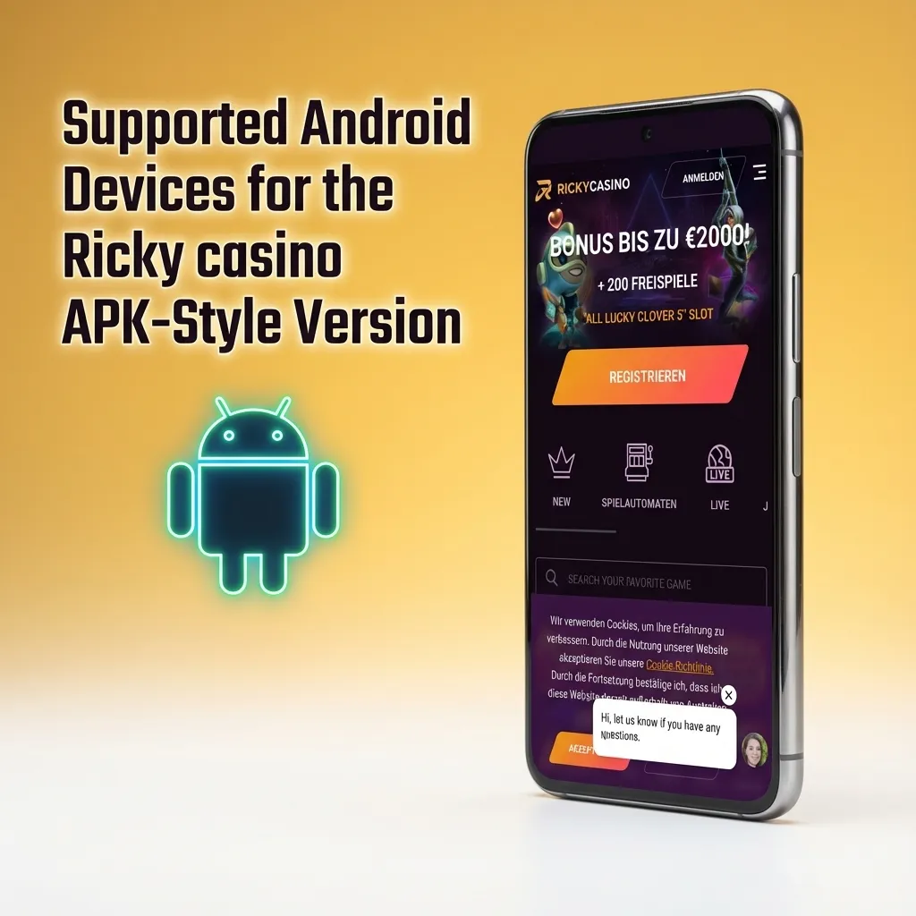 Table listing Android brands and models that support the Ricky casino APK-style app for real-money betting